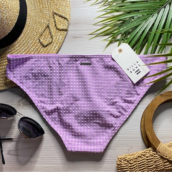 Billabong 💜 Lilac Check Underwire Bralette Bikini Top | Lowrider Bottoms - Picture 9 of 16